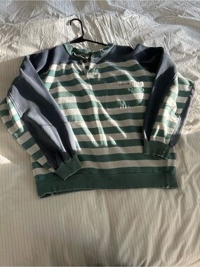 Vintage RED SKY - Striped Henley Pullover size M